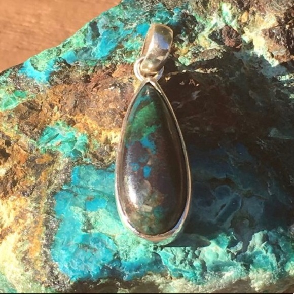 📿 Chrysocolla Chrysacolla Silver Pendant - Picture 4 of 4